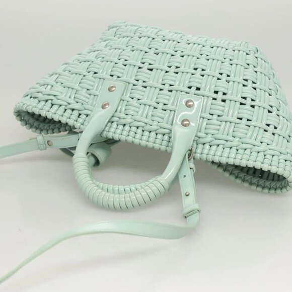 BALENCIAGA Hand Bag Vinyl 2way Green Silver Auth - Picture 6 of 16